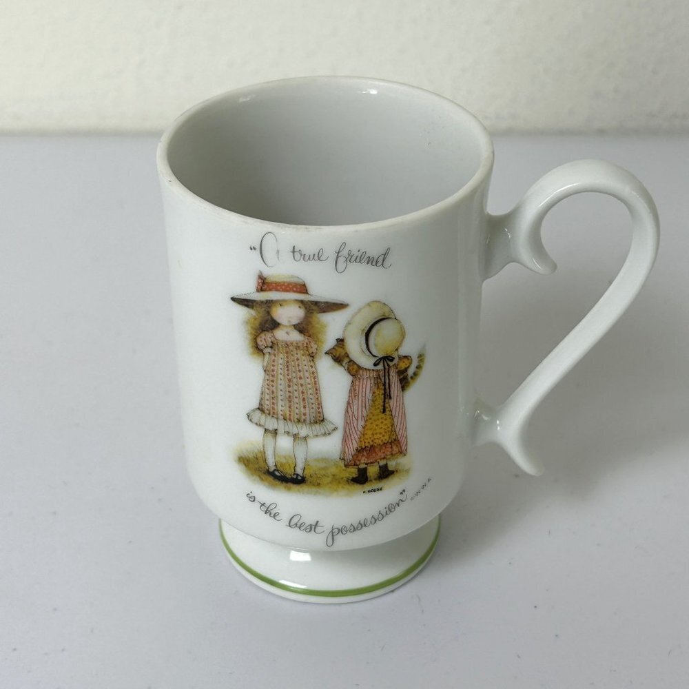 Holly Hobbie Pedestal Coffee Mug Porcelain A True Friend is the Best Possession